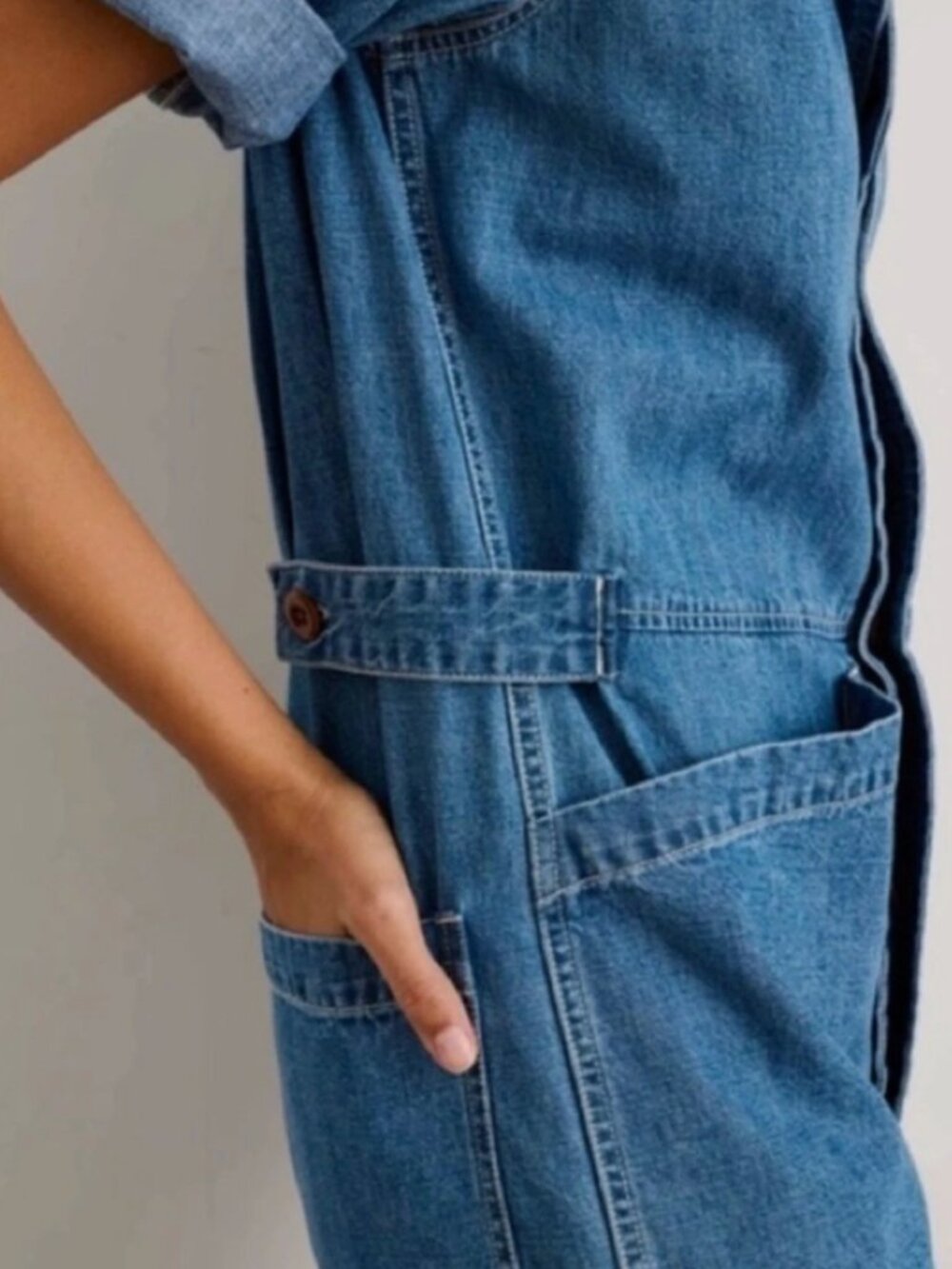 Alex Mill Standard Short Sleeve Denim Jumpsuit | Size Small | Utility Chic - Picture 3 of 6